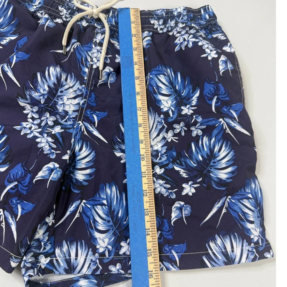 Polo Ralph Lauren Swim Trunks Mens Large Navy Blue Tropical Floral Drawstring‎